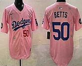 Men's Los Angeles Dodgers #50 Mookie Betts Pink 2025 Tokyo Series Limited Jersey,baseball caps,new era cap wholesale,wholesale hats